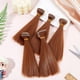thumbnail image 4 of Kit de 5 extensiones de cabello para pelucas, 15.5 cm, liso y corto, de fibra resistente al calor, para crear extensiones de cabello. Color castaño claro. Ideal para manualidades con el cabello., 4 of 9