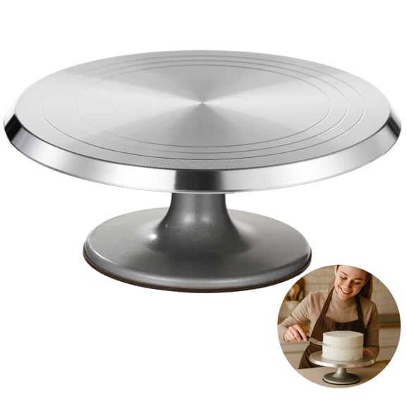 Aluminium Alloy Revolving Cake Stand, 12 in Cake Decorating Turntable, Non-Slip Rotating Platform, Smooth 360° Rotations for Cake Decorating and Baking Parties