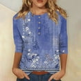 thumbnail image 2 of Womens 3/4 Sleeve Tops and Blouses Plus Summer Floral Print Tunic Work Tops for Women Large Bust Crewneck Slim Fit Half Sleeve Oversized Graphic Tees for Women Country Spring Blouses, 2 of 5
