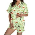 thumbnail image 6 of Lorytime Christmas Pjs Women Set Santa Claus Short Sleeved Collared Button Down Shirt Sleep Shorts Holiday Sleepwear Gift, 6 of 9