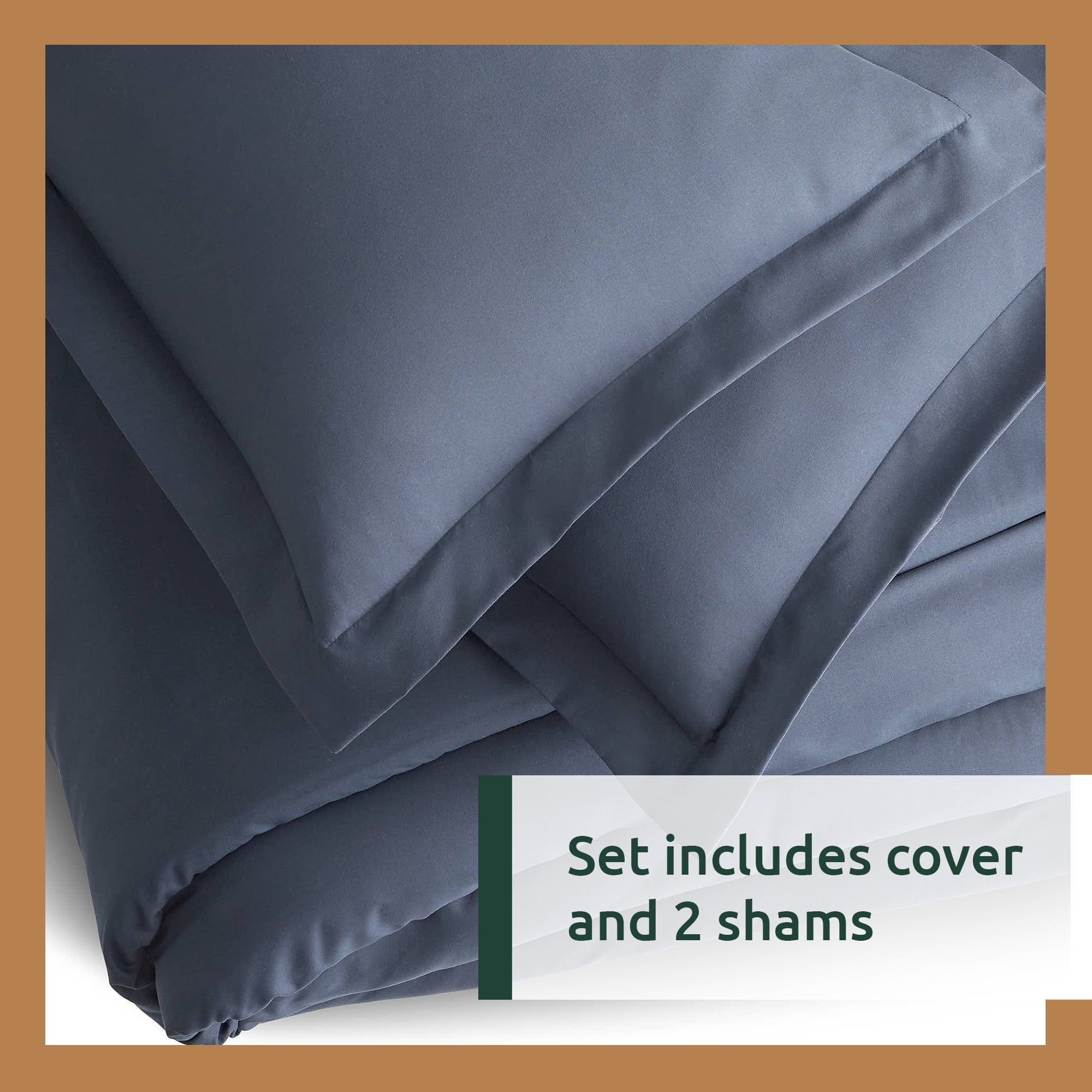 Rest Haven Down Alternative Comforter and Duvet Set, Oversized King, Charcoal