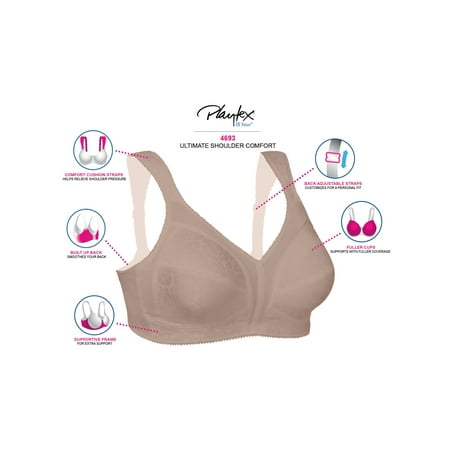 Playtex Womens 18 Hour Original Comfort Strap Wire-Free Bra Style-4693