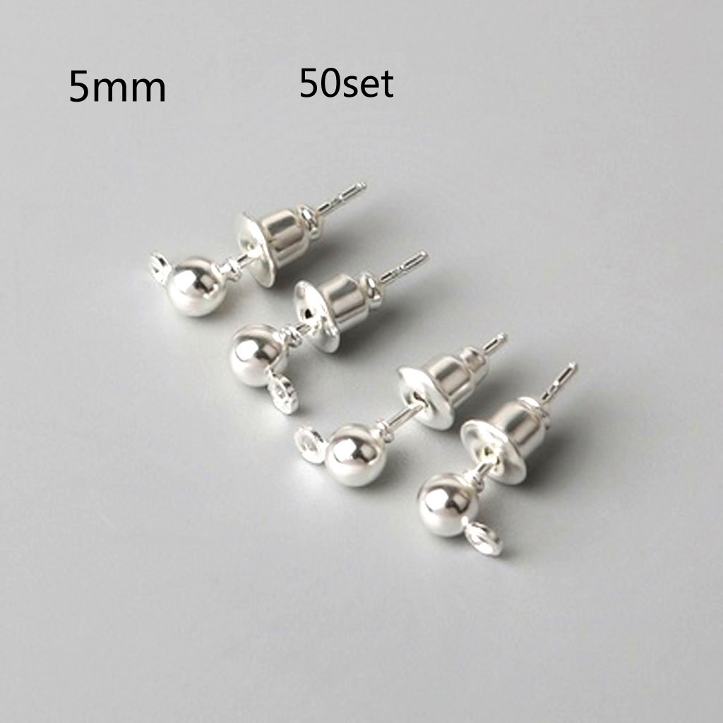 HGYCPP 50 Sets Earring Studs Ear Pin Ball Post with Earring Backs DIY Jewelry Findings - image 1 of 17