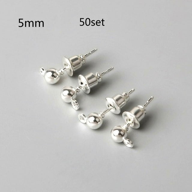 HGYCPP 50 Sets Earring Studs Ear Pin Ball Post with Earring Backs DIY Jewelry Findings