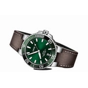 Oris Aquis Date Green Dial Brown Leather Strap Men's Watch 01 733 7732 4157-07 5 21 10FC