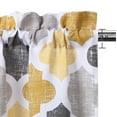 thumbnail image 6 of GlowSol 56"W x 36"L Swag Cafe Curtain Valances Geometric Quatrefoil Trellis Printed Cotton Blend Blackout Tailored Kitchen Window, Yellow/Gray, 6 of 6