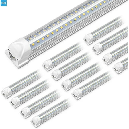 

(12-Pack) 8FT LED Shop Light Fixture 75W 9750LM 6000K 96‘‘ T8 Tube Light 8 Foot Linkable LED Bulbs for Garage Warehouse V Shape 8\u2019 LED Strip Clear Lens Hardwired Installati