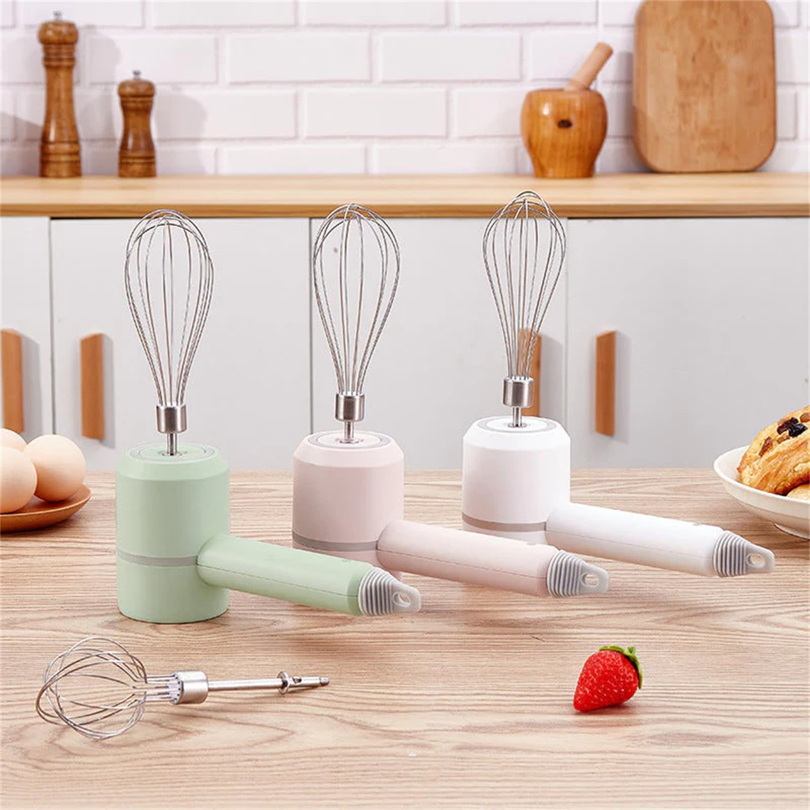 Cordless Hand Mixer with 3 Attachments - Portable Electric Blender for Mixing Eggs, Whipping Cream, and Chopping Garlic, Lightweight Multi-Purpose Food Beater for Baking and Cooking