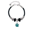 thumbnail image 2 of Delight Jewelry Silvertone Medium Translucent Teal Paw Mom Celtic Knot Leather Bead Bracelet, 7"+2" Extender, 2 of 4