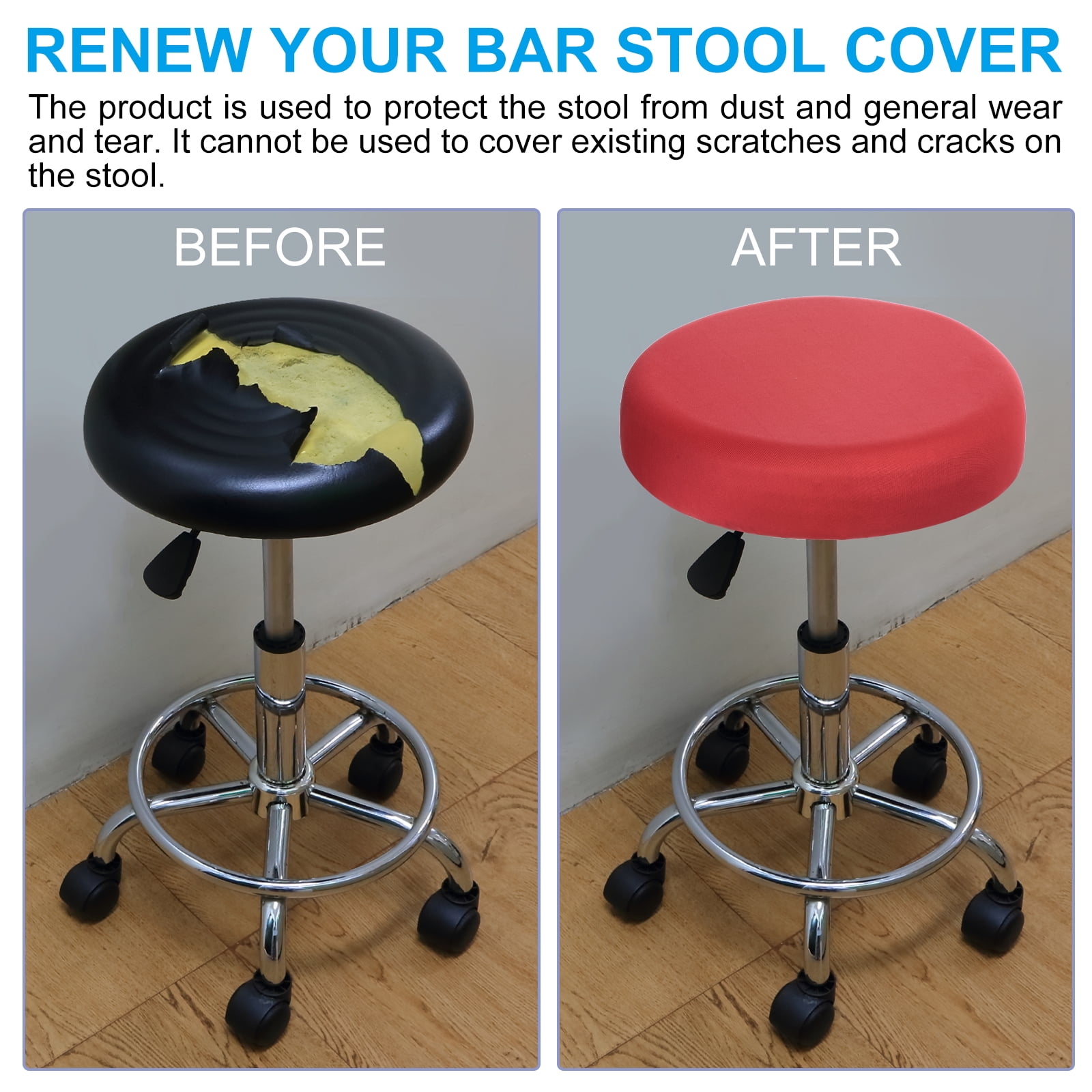 Unique Bargains 11 Inches Round Bar Stool Cover Washable Elastic Cushion Cover Black