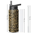 thumbnail image 4 of Leopard Print Insulated Stainless Steel Water Bottle with Straw & Cleaning Brush – 18 Oz | Leakproof, BPA-Free, 304 Stainless Steel, Wide Mouth, Travel Mug for Car, Gym, Office, 4 of 5