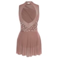 thumbnail image 4 of YiZYiF Women's Sparkly Rhinestone Figure Skating Dress Sleeveless Ballet Skirt Lyrical Dance Leotard Coffee M, 4 of 7