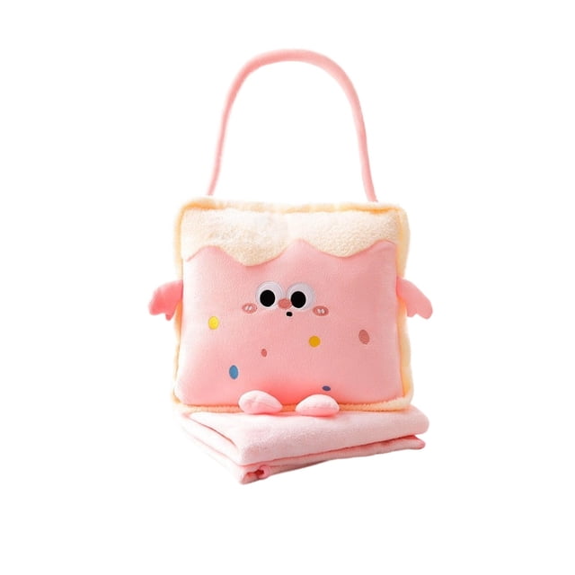 Pink 2-In-1 Pillow Blanket Cartoons Handheld Plush Quilt Office Nap Pillow 15.75X15.75 Inches 39.37X66.93 Inches Polyester