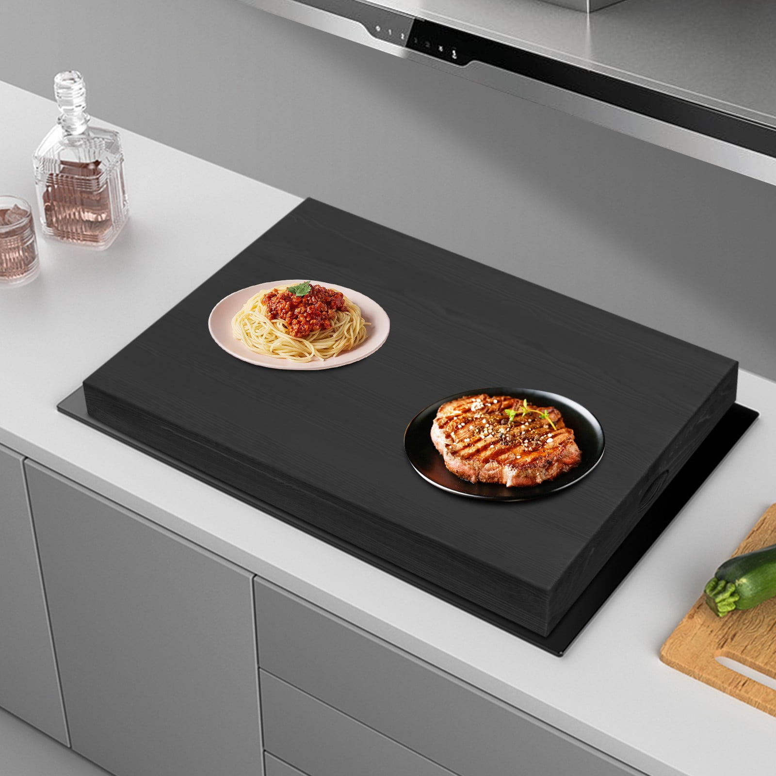 1 PCS Black Wooden Stove Top Cover, Noodle Board Stove Cover, Stove Cover Protector, 20kg/44.09 lbs Load-bearing Capacity