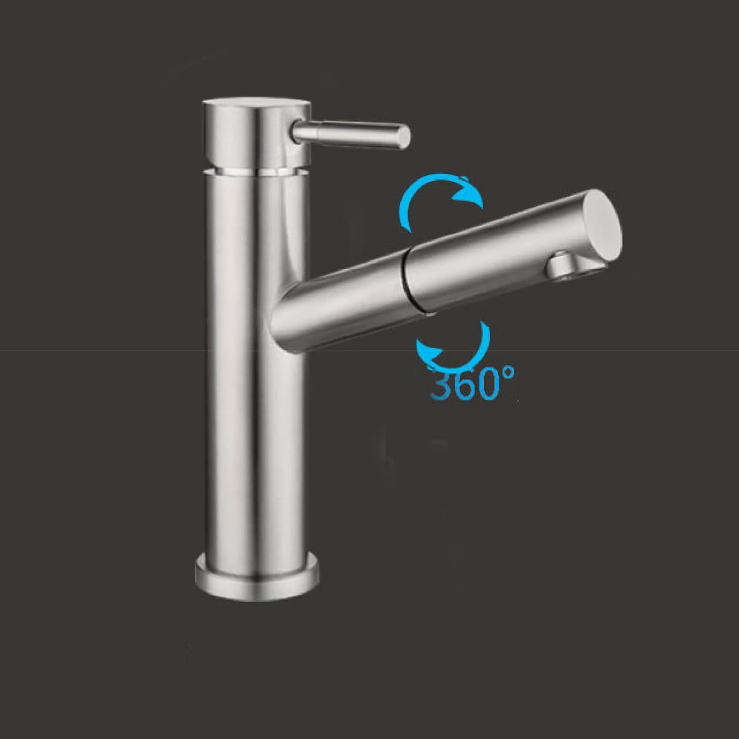Pull Out Bathroom Faucet Brushed Nickel 360° Swivel Single Handle Vanity Sink Faucet Pull Down Bathroom Faucet