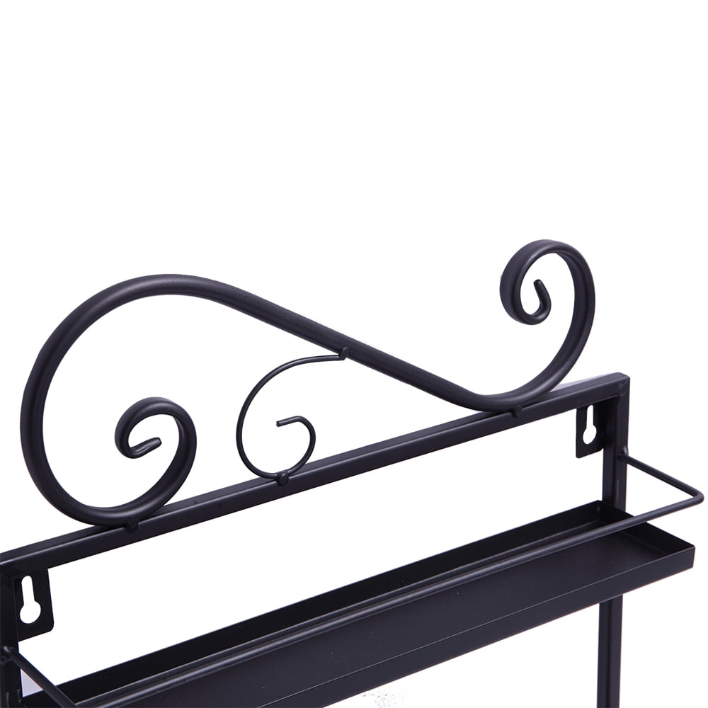 Kepooman 5 Tier Wall Mounted Metal Display Shelf Rack for Home Office, Black Kepooman 5 Tier Wall Mounted Metal Display Shelf Rack for Home Office, Black