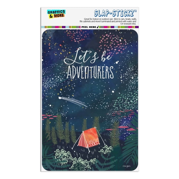 Let´s Be Adventurers Tent Camping Night Moon Shooting Stars Home Business Office Sign