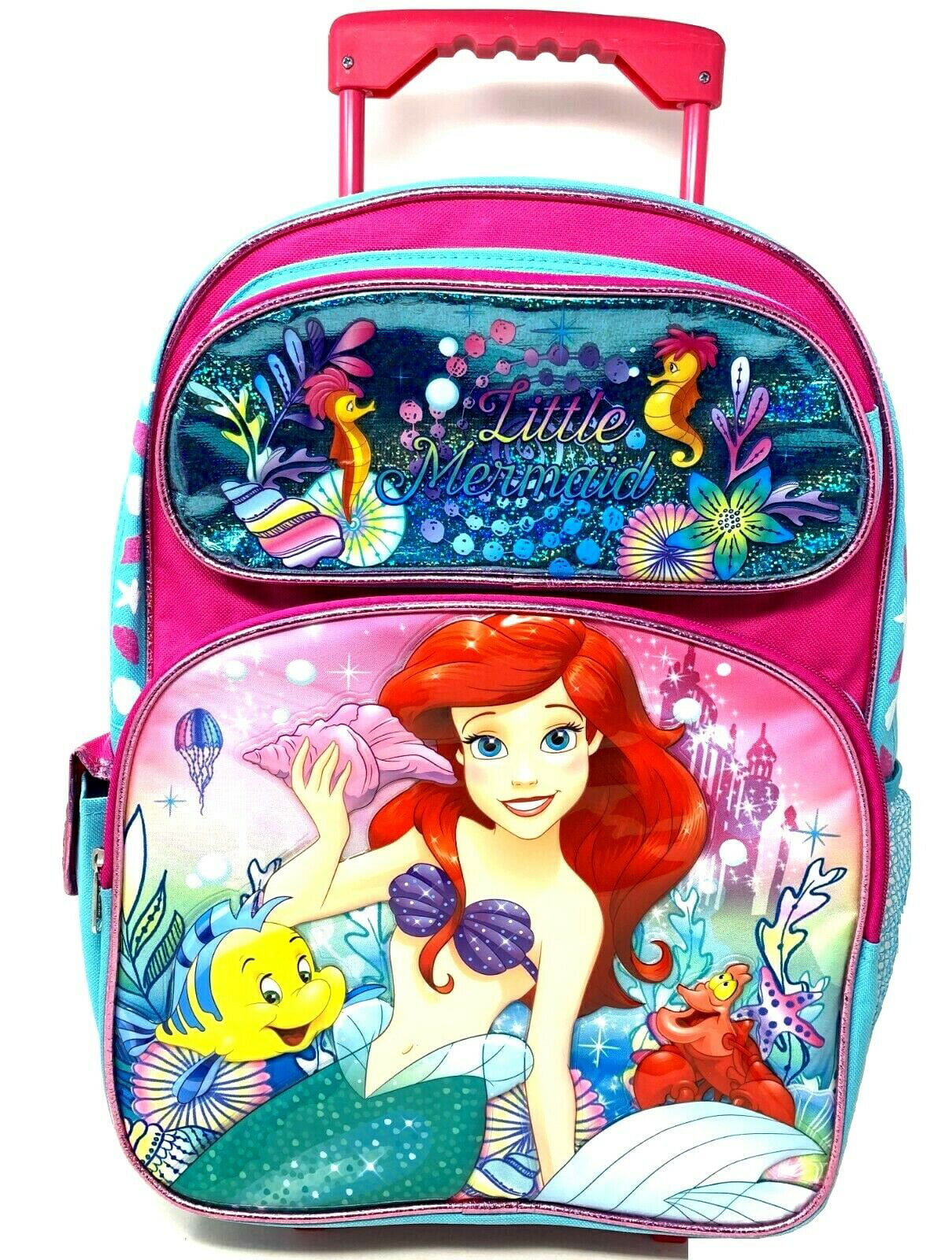 NEW Disney Ariel The Little Mermaid 16" Rolling Backpack Travel Luggage 