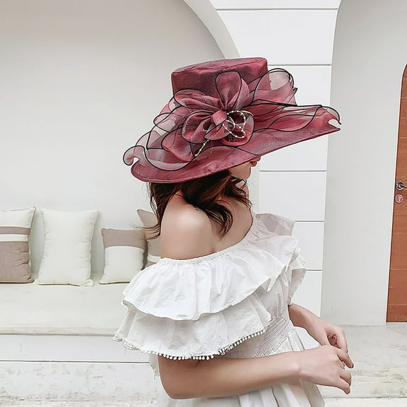 Womens Summer Dress Hat Wide Leaf Flower Bridal Shower Hat Sun Hats Beach Hat Cowboy Hat for Women Cute Fall Hats for Women Women Floppy Hats for Summer Pool Caps for Women Women Fashion Visor Cute