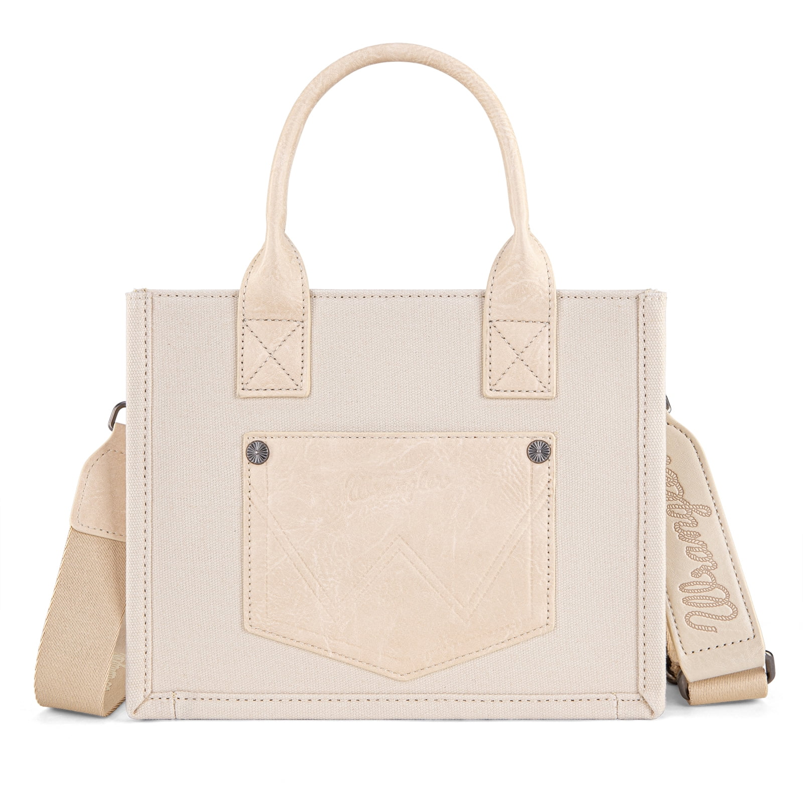 Wrangler Tote Bag for Women Retro Canvas Top Handle Purses and Handbags, Beuge-Coffee