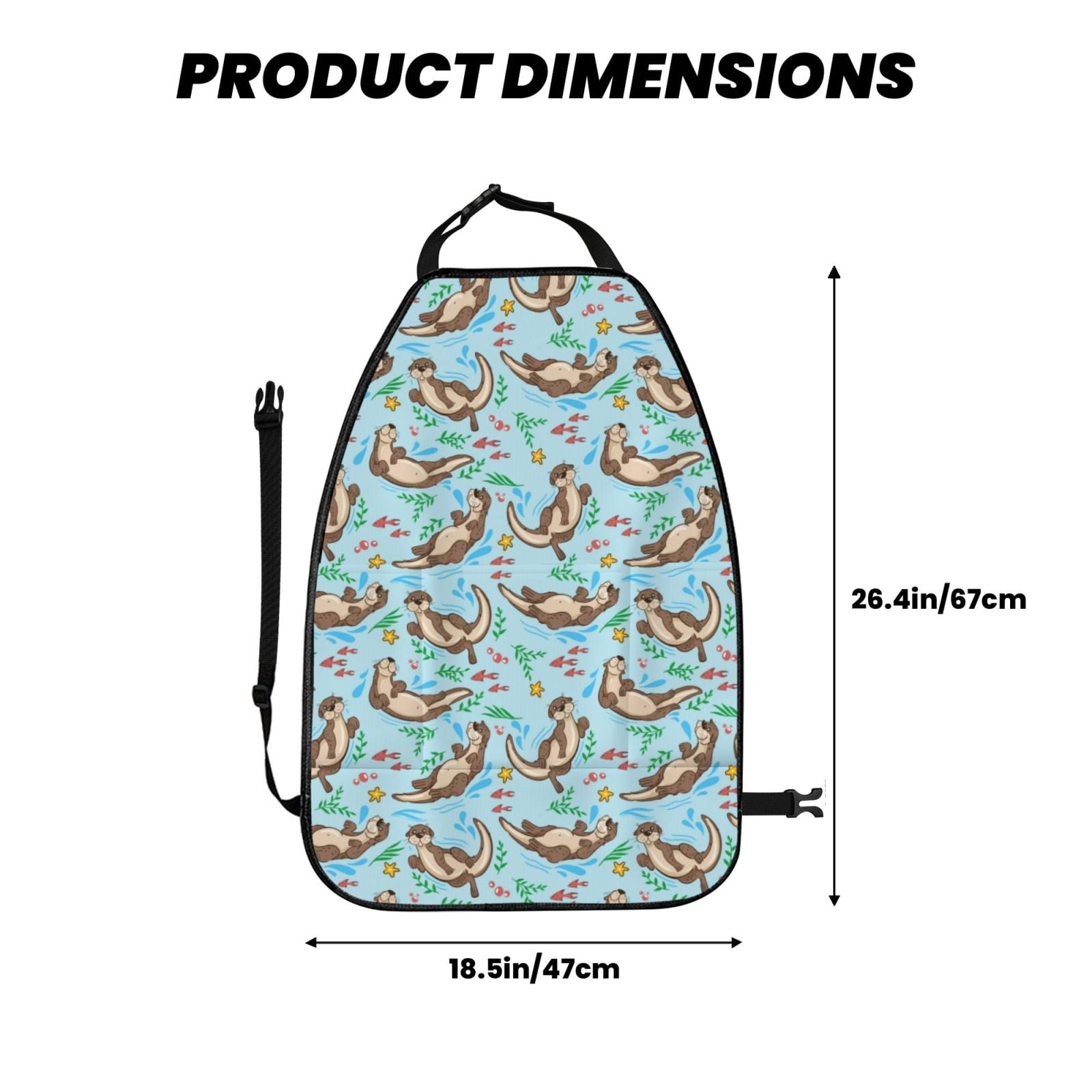 Xecao Cute Otters Pattern Car Seat Back Protector 2 Pack Large Capacity Pocket, Kick Mats Back Seat Protector