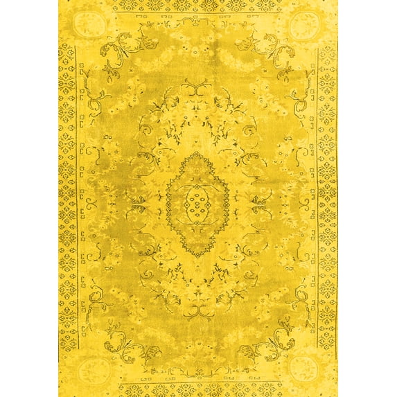 Ahgly Company Indoor Rectangle Persian Yellow Traditional Area Rugs, 7' x 9'