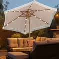 thumbnail image 3 of Autlaycil 7.5 ft Patio Umbrella with Tassel Fringe Stylish, 18 LED Lights Solar Umbrella (Khaki), 3 of 6