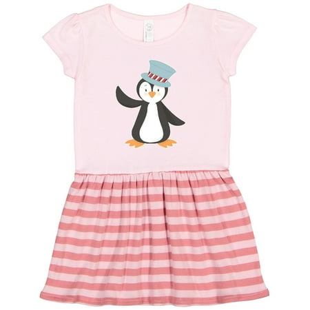 

Inktastic Penguin with Blue Top Hat Gift Toddler Girl Dress