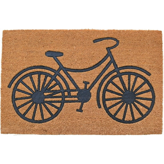 HomeRoots 555558 24 x 36 in. Brown & Black Coir Bicycle Outdoor Door Mat