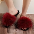 thumbnail image 6 of Wensltd Women Slippers Fluffy Slippers Open Toe Flat House Slippers Slip On Indoor Daily Red, 6 of 9