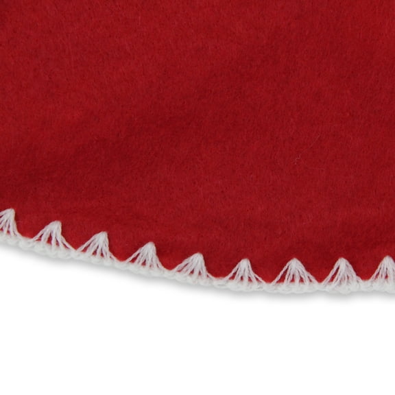 Shell Stitching Christmas Tree Skirt - 26" - Red and White