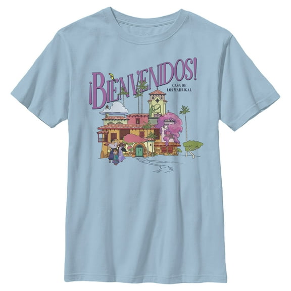Boy's Encanto Bienvenidos Graphic Tee Light Blue Small