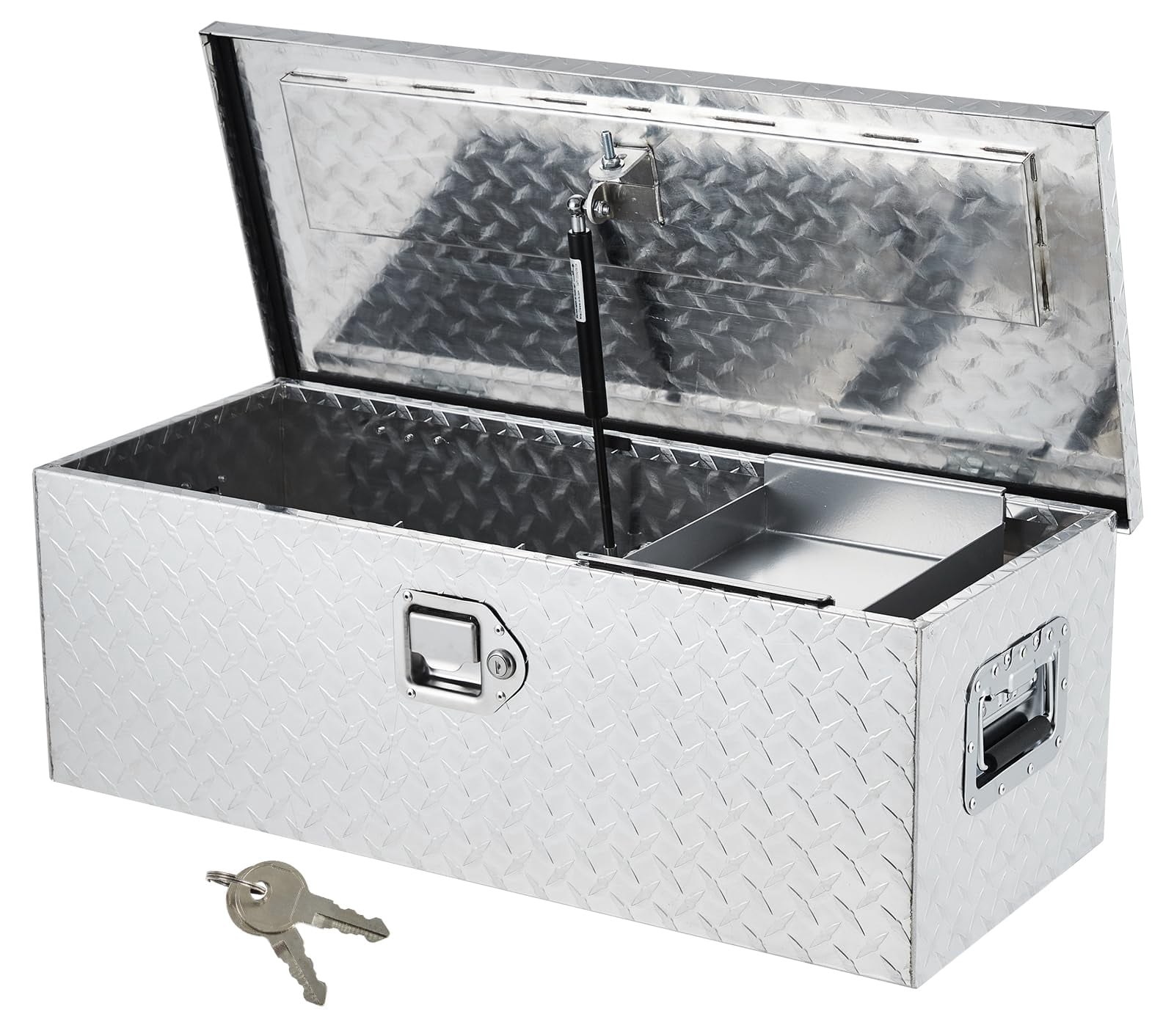 DSstyles 30 Inch Aluminum Truck Tool Box, Truck Bed Storage Box with Security Lock and Wider Handles, Heavy Duty Waterproof Tool Box Organizer Chest for Pick Up Truck Rv Trailer - Silver