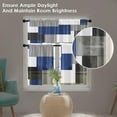 thumbnail image 5 of Navy Blue Kitchen Curtains Checkered Window Curtains and Valances Set of 3, Black Grey White Geometric Short Tier Curtain for Kitchen, Modern Abstract Small Kitchen Decor 52" x 24", 5 of 5