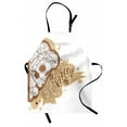 thumbnail image 1 of Zodiac Virgo Apron Gothic Mexican Female Portrait Sugar Skull Horoscope Tattoo, Unisex Kitchen Bib Apron with Adjustable Neck for Cooking Baking Gardening, Brown Pale Brown and White, by Ambesonne, 1 of 3