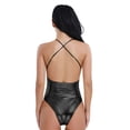 thumbnail image 4 of vastwit Women's Shiny Metallic Bikini Bodysuit Cami Dance Leotard Monokini Swimsuit Black XL, 4 of 7