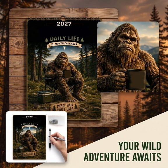 2027 Sasquatch Calendar Daily Life Themed Desk Calendar Monthly Planner for Home Office Organization 10 Inch X 12 Inch Full Color Art Paper Holiday Gift for Home and Work Use