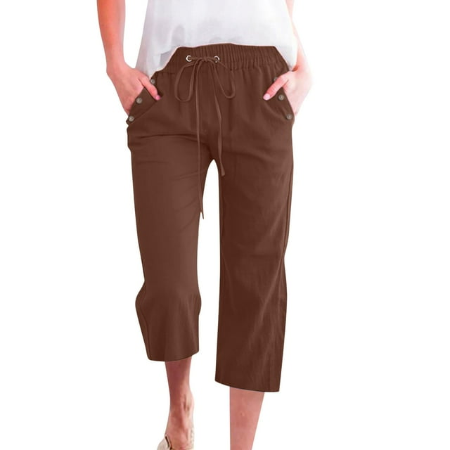 Capri Pants for Women, Cotton Elastic Beachs