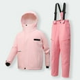 thumbnail image 2 of Generic Boys and Girls Children's Ski Suits Girls Outdoor Thick Windproof Boys Baby Big Children Ski Clothes Equipment Suit Colorblock Snow Pants and Jacket Snowsuit Ski Suit(120,Pink), 2 of 8