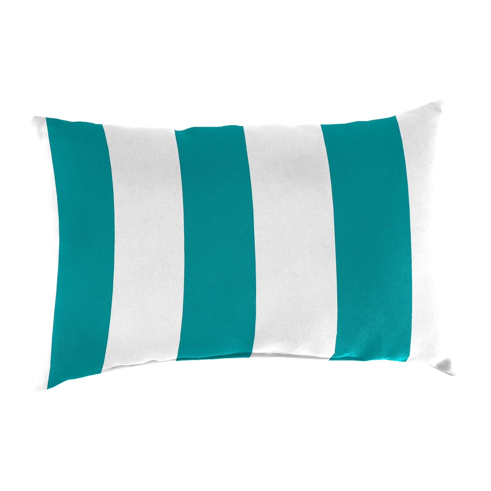 Jordan Manufacturing 14" x 20" Awning Turquoise Stripe Rectangular Outdoor Lumbar Throw Pillow (2 Pack)