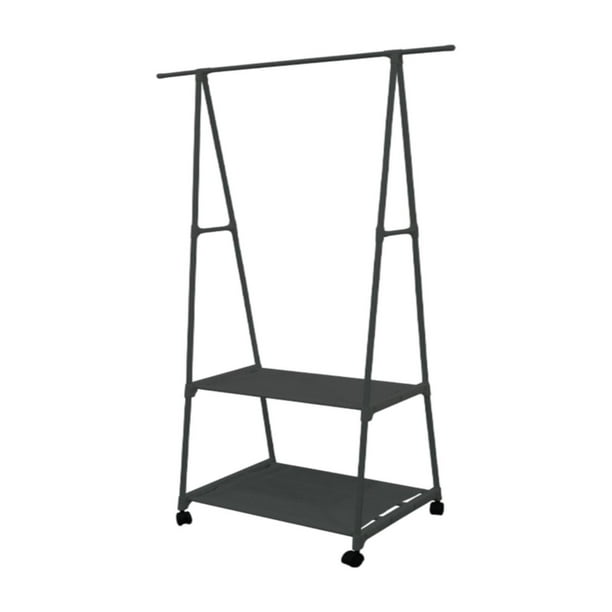 Perchero con ruedas, estable y resistente, ideal para entrada, guardarropa o dormitorio. Negro