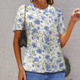 thumbnail image 6 of Floral Colorful Flower Women's Short Sleeve T-Shirt Crew Neck Casual Summer Trendy Loose Fit Tops, 6 of 6