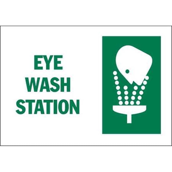 Eye Wash Sign,10x7,Green/White BRADY 122911