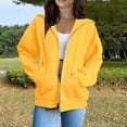 thumbnail image 4 of Inglocry Women's Zip Up Hoodies Oversized Sweatshirt 2025 Fall Winter Trendy Long Sleeve Casual Lightweight Y2K Hooded Jacket Yellow S, 4 of 6
