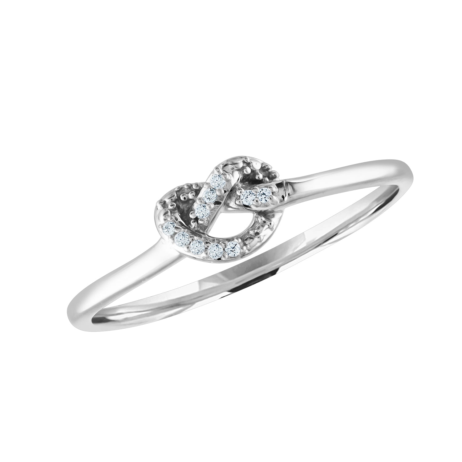 Sterling Silver Diamond Accent Stackable Pretzel Ring