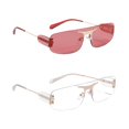 thumbnail image 1 of 2x de terre rectangular para mujer de montura metálica con lentes tintadas clásicas 400 Colco moda de gafas de sol sin montura de mujer, 1 of 8