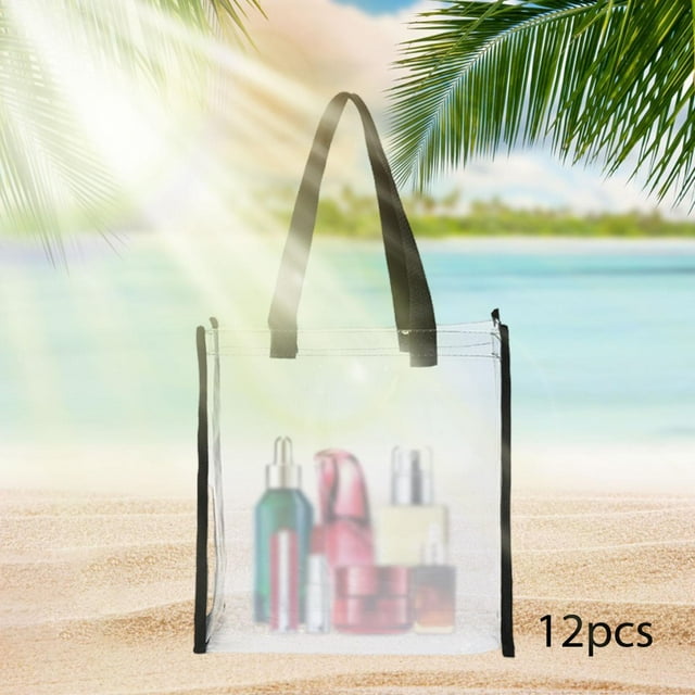 Juego de 12 bolsas transparentes: bolsas de viaje, bolsas de playa, neceseres y bolsas de cosméticos para las vacaciones.
