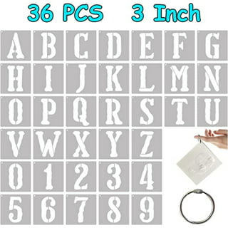 36pcs 3 Inch Alphabet Letters & Numbers Stencils PET fr Painting Decor Home  Sign