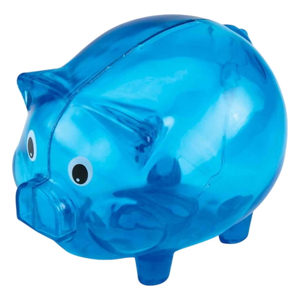 Paquete 50 piezas Alcancía puerquito clásico para niños azul 9.7 x 9.7