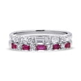thumbnail image 2 of BERRICLE Sterling Silver Vintage Inspired Art Deco Wedding Rings Baguette Cut Cubic Zirconia CZ Eternity Ring Set for Women, Rhodium Plated Size 8, 2 of 11